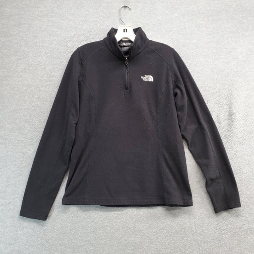 The North Face Women Sweatshirt Medium Black Fleece 1/4 Zip Mock Neck Pullover